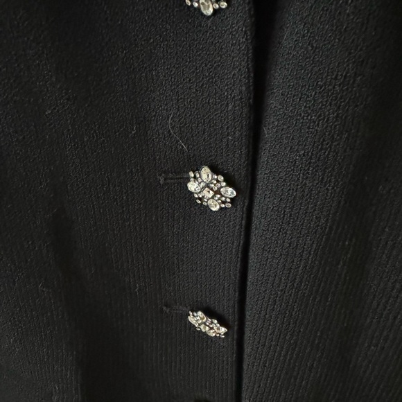 St. John Evening Suit Jacket w Diamond-like cluster buttons Black Size 10 Wool - Picture 7 of 11